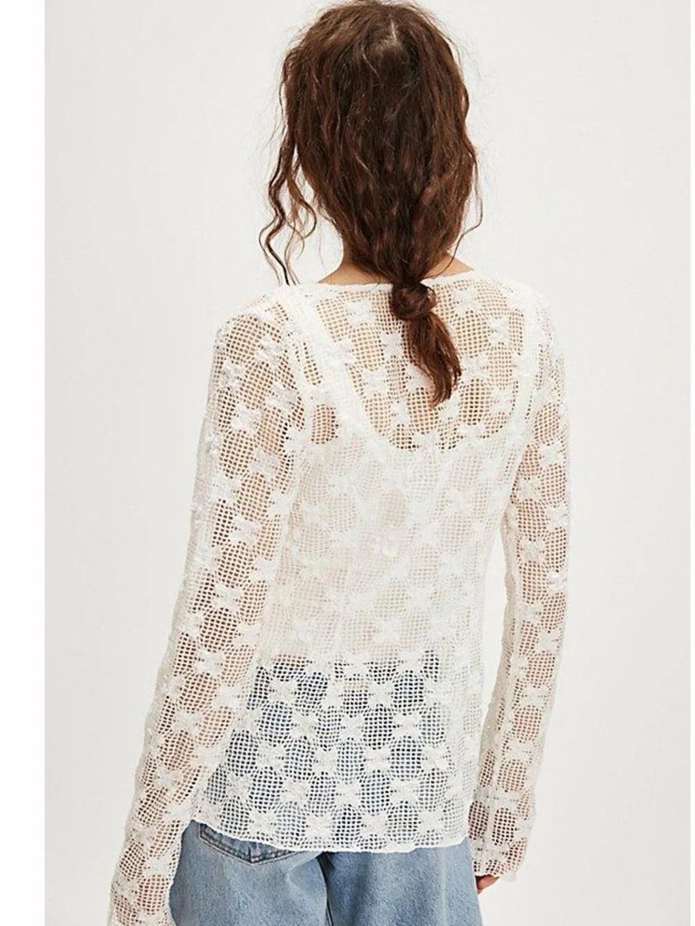 FREE PEOPLE | Julie Knit Top Tie Front Long Sleeve SZ M